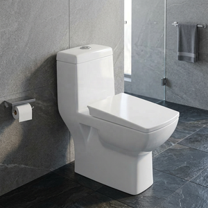 Inodoro de una pieza - Inodoro de cerámica de lujo con sifón de doble descarga, sin borde, para baño moderno - Product Image 4