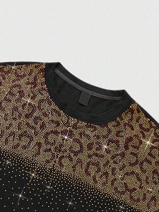 เสื้อยืดโอเวอร์ไซส์ลายพิมพ์ดิจิทัลผ้าฝ้าย 100% ระบายอากาศได้ดี ป้องกันรอยยับ ประดับด้วยคริสตัล แนวฮิปฮอป สตรีทแวร์ สำหรับฤดูร้อน - Product Image 4