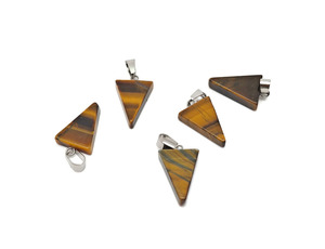 Pendentif en pierre précieuse œil de tigre triangulaire, pierre semi-précieuse polie, bijou artisanal - Product Image 1