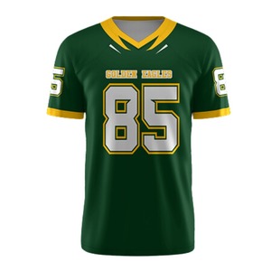 Maillot de football américain personnalisé 100% polyester, impression par transfert thermique de haute qualité, séchage rapide, col rond unisexe, manches courtes - Product Image 2