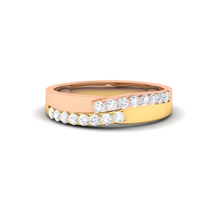 Luxury 0.40 Cts Real Diamond Multi Tone Gold Wedding Band Ring in 14K | Elegant Anniversary Bridal Ring Fine Jewelry for Women - Product Image 3