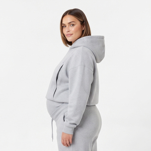Conjunto de Sudadera con Capucha y Pantalones de Chándal de Maternidad para Mujer, Personalizado con Cremallera, de Forro Polar Grueso de 450 g/m², para Embarazo - Product Image 6