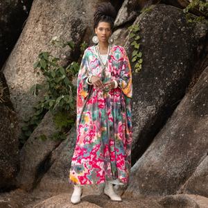 2025 nouveau produit main cravate teinture Kimono veste vacances Boho coupe ample veste vêtements de plage couvrir vacances d'été femmes Kimono Robe - Product Image 1