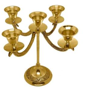 Gold Finished Metal Candelabra for Table <b>Top</b> Home Decoration Metal Candelabra at Affordable Price - Product Image 4