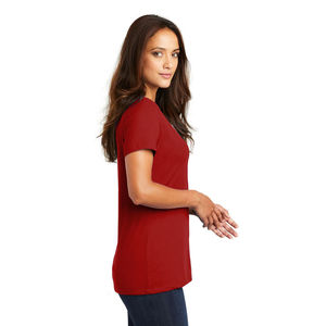 Camisetas de Lona de Alta Calidad para Mujer, Cuello en V, Manga Corta, Corte Regular, Tops de Verano, Colores y Tallas Personalizadas, OEM/ODM, Antiarrugas - Product Image 3