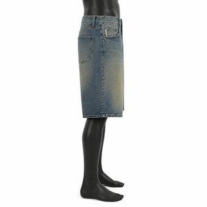 Pantalones Cortos Bermuda de Mezclilla Lavada para Hombre, Cintura Media, Cierre con Cordón, Estilo Casual, Tela de Poliéster/Algodón Transpirable - Product Image 3