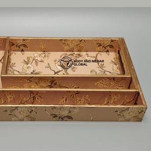 ชุดถาดเสิร์ฟลายเรขาคณิตสีชมพู 3 ชิ้น – ถาดซ้อนตกแต่งทำจาก MDF และกระดาษ สำหรับตกแต่งบ้านและเสิร์ฟอาหารอย่างมีสไตล์ - Product Image 5