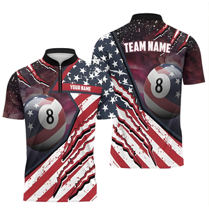 Camisetas de Billar Personalizadas para Equipos y Ligas, Diseño 3D de Tigre y Bola 8, con Cierre de Cremallera, para Hombre, Tejido de Punto, Manga Corta - Product Image 6