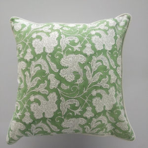 Ridhi Sage Green Floral Block Print Cotton Throw Pillow Covers Decorative Couch Living Room Customizable Gifts - Product Image 1