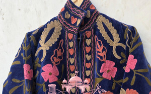Handmade Velvet <b>Jacket</b> Royal Blue Hand Embroidered Suzani Style Winter Coat Boho Cardigan Artisan Crafted Short <b>Blazer</b> - Product Image 2