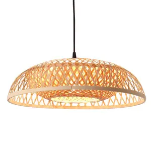 Lámpara colgante tejida de bambú hecha a mano para cama desayuno restaurante Zen sala de té espacios de vida - Product Image 1