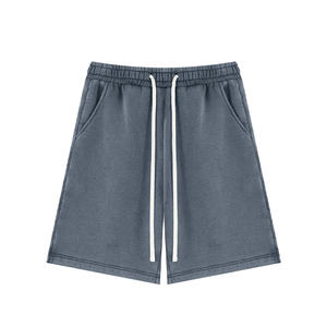 Premium Unisex Vintage Sun Fade <b>Sweat</b> <b>Short</b> Raw Edge Fleece Heavy Cotton Casual <b>Men</b> Winter Vintage Acid Wash <b>Shorts</b> - Product Image 5