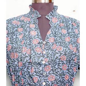 ชุดเดรสผ้าฝ้ายทำมือสไตล์อินเดีย ลายดอกไม้ สำหรับงานปาร์ตี้ ของขวัญเจ้าสาว  ชุดแฟชั่นผู้หญิง  ติดกระดุม  ผ้าธรรมชาติ - Product Image 3