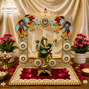 Decoración Artesanal India Más Vendida: Ídolo Decorativo de Dios Singhasan, Fondo para Laddu Gopal Krishna Ganesha, Decoración Festiva para Sala de Pooja y Hogar - Product Image 6