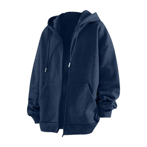 Sweat à capuche zippé personnalisé pour homme, grande taille, mode décontractée, automne, manches longues, polaire chaude, streetwear - Product Image 3