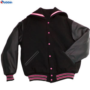 Veste universitaire unisexe en toile enduite coupe-vent à séchage rapide avec col marin, noire, broderie pour hommes, adultes, université - Product Image 4