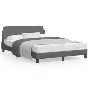 Estructura de Cama Metálica 100% Poliéster en Gris Oscuro Tapizada con Madera Contrachapada de Pino Sólido, Duradera y Elegante - Product Image 1