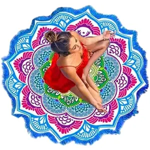 Serviette de plage ronde Mandala indien, vente en gros - Product Image 1