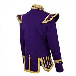 Chemise-veste formelle vintage unisexe violette, avec épaulettes dorées, col montant, double boutonnage, coupe ajustée, pour l'hiver, motif léopard dessin animé sur le devant - Product Image 5
