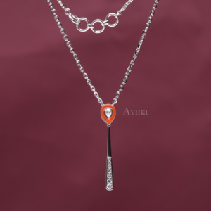 Pendentif goutte en émail orange avec diamant rond cultivé en laboratoire certifié IGI, en or blanc/rose et or jaune 14 carats, bijoux fins de créateur modernes - Product Image 4