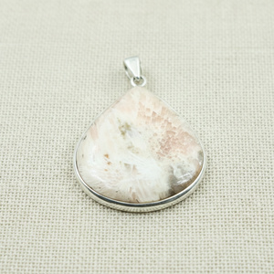 <b>Top</b>-Quality Orange Scolecite <b>Rose</b> Pattern 925 Sterling Silver Pendant Large Teardrop Shape Yellow Gold Plated Handmade Jewelry - Product Image 4