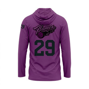 Custom Purple <b>Lady</b> Flames Basketball Shooting <b>Shirt</b> – Long Sleeve Moisture Wicking Athletic Fit Performance Hoodie - Product Image 4