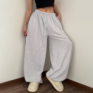 Pantalones Deportivos Casuales de Otoño para Mujer, 100% Poliéster, Talla Grande, Color Sólido, Secado Rápido, Cierre con Cordón, Bolsillos Laterales - Product Image 3
