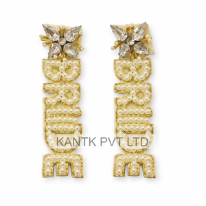 Boucles d'oreilles rondes perlées faites à la main, de luxe, pour mariée, style statement - Product Image 6