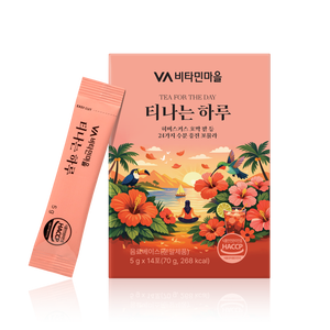 Vitamin Village Thé Coréen en Poudre aux Fleurs, Mélange Hibiscus et Sureau, Sans Sucre, Riche en Vitamine C, 5g x 14 Sachets, Nouveauté - Product Image 1