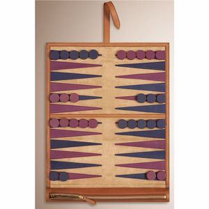 ชุดแบ็คแกมมอนหนังหรูหราแบบม้วนเก็บได้ พกพาสะดวกสำหรับการเดินทาง ภายในบุด้วยผ้ากำมะหยี่อย่างดี พร้อมช่องซิป - Product Image 1