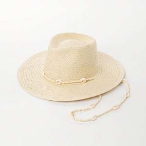 Chapeau de soleil d'été pour femme, chapeau de plage tendance avec chaîne de coquillages, chapeau en paille de papier - Product Image 2