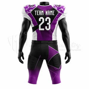 Ensemble d'uniformes de football américain personnalisés, violet et noir, maillot d'équipe et pantalon rembourré, sublimation, OEM, vente en gros - Product Image 2