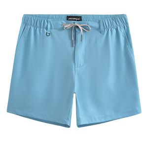 Pantalones cortos deportivos elegantes para hombre, pantalones cortos de color liso, pantalones cortos de secado rápido con cordón en la cintura, pantalones cortos de baño informales - Product Image 6