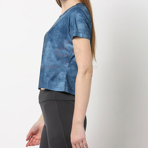 Women's Crop Top Acid Wash T-shirts Best Design Crew Neck Plain Blank Custom Plus Size Women's Acid Wash T-shirts-Hot <b>Sale</b> - Product Image 2