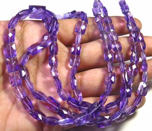 Perles de pierres précieuses en améthyste rose naturelle taille baguette, brin de 16 pouces, qualité supérieure, améthyste brésilienne facettée, 7-9 mm, pour bijoux - Product Image 4