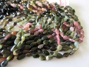 5 Hilos de Turmalina Natural, Perlas Rectas y Lisas Perforadas en Forma de Pera, Turmalina Rosa y Verde, Hilo de Piedras Preciosas - Product Image 6