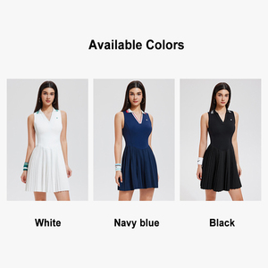 Premium Spandex/Nylon V-neck Tennis Dress Women Soft Stretchy <b>Athletic</b> Eco-Friendly Lightweight Custom Sportswear Outdoor - Product Image 4