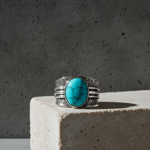 Celestial Blue Hydro Turquoise <b>Ring</b> Handmade Silver Plated <b>Statement</b> <b>Ring</b> Boho Blue Gemstone Jewelry - Product Image 4