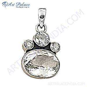 Silver Pendant with Charming CZ & <b>Crystal</b> Gemstone Elegant <b>Crystal</b> Necklaces - Product Image 1