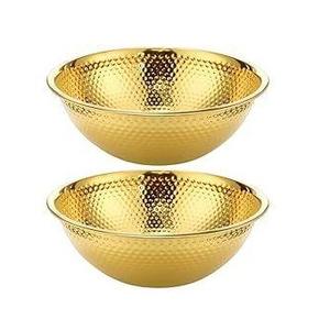 Bol en acier inoxydable, couleur or ivoire, pour salade, soupe, fruits, fait main - Product Image 2