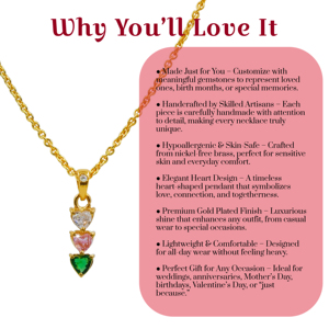 Collar Personalizado con Piedra de Nacimiento en Forma de Corazón |   Colgante de circonita blanca con cadena de cuerda chapada en oro de 18 quilates |   Hecho a Mano, Hipoalergénico, de Latón, para Mujer - Product Image 4