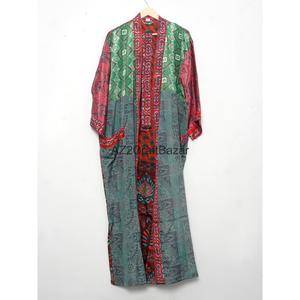 Robe Kimono 100% Soie pour Femme, Respirante, Séchage Rapide, avec Cordon de Serrage, Longueur Intégrale, Imprimée, Col en V, Douce, pour Automne, Été, Printemps - Product Image 1