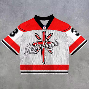 Custom Premium Oversize Boxy Retro Soccer Jersey Print on Demand Vintage Unisex Graphic Gym Clothing American Football T-<b>shirt</b> - Product Image 1