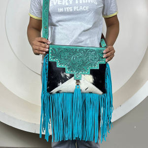 2025กระเป๋าหนังสะพายข้างสำหรับผู้หญิงทำมือสะพายข้างมีซิปหนังวัวขนาดใหญ่ทำมือ - Product Image 4