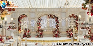 Mughal Style Wooden Backdrop <b>Frames</b> for <b>Wedding</b> Stage Customized Mehrab Style Arch Panels Traditional Jali Carved Backdrops UK - Product Image 3