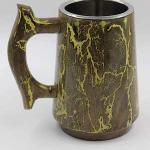 Solid Wooden Handmade Rustic Beer Mug with HANDGRIP <b>Reusable</b> & Eco-Friendly Dishwasher Safe - Product Image 5