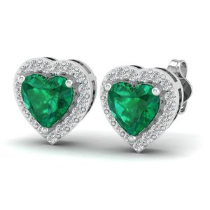 REYES Custom Made 14K Solid Gold Moissanite Screw <b>Back</b> Stud <b>Earrings</b> Exquisite Heart Shape 1.5 Carat Emerald Gemstone Jewelry - Product Image 3