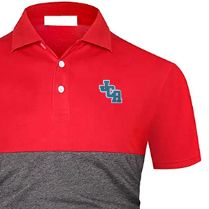Polo à manches courtes pour homme, couleurs contrastées rouge, gris et noir, logo brodé, style décontracté, tissu Oxford respirant, coupe classique - Product Image 3