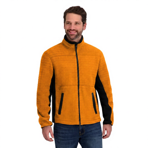 Chaqueta de Forro Polar a Cuadros Gris para Hombre, Cuello Alto con Cremallera, Casual, Resistente al Viento, para Otoño, Corte Regular, con Bolsillos - Product Image 6