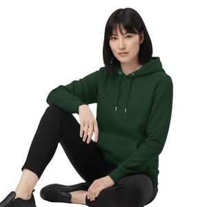 Sweat à capuche unisexe vert foncé coupe ajustée en molleton épais French Terry, avec logo personnalisé, style streetwear, vente en gros - Product Image 1